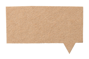 Blank cut out brown cardboard paper speech bubble with copy space for text on transparent png background design element