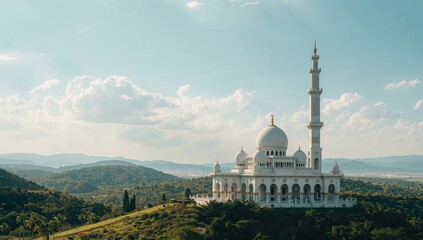 Minaret Mosque Showcasing Islamic Architectural