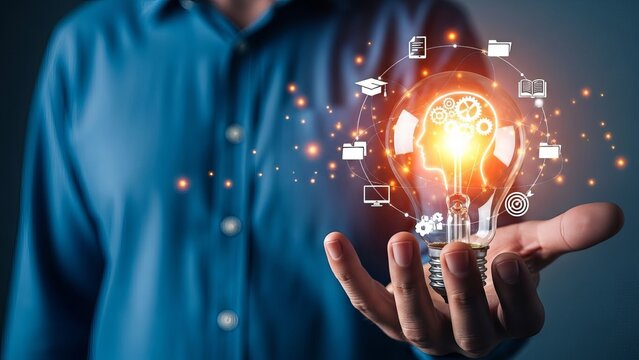 Innovative businessman with creative idea and learning concepts - Powered by Adobe