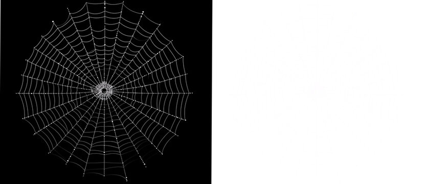 A perfectly symmetrical and circular spider web showing natural geometry against a high-contrast background.