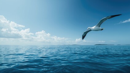 Seabird perched above ocean in Rach Gia, Vietnam, highlighting wildlife preservation, World Bird Day
