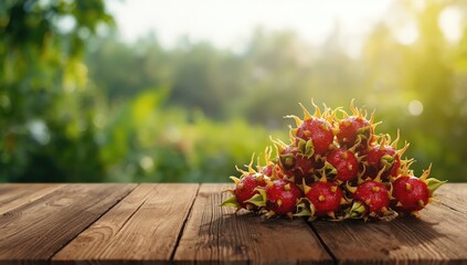 Close-up of ripe rambutans with spiny red exterior, emphasizing tropical fruit nutrition, International Fruit Day