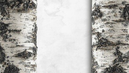 Black striped birch bark texture with white surface, used as a natural background for layouts or branding, World Environment Day