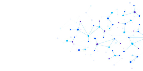 Abstract molecular structure of connected dots and lines on white background