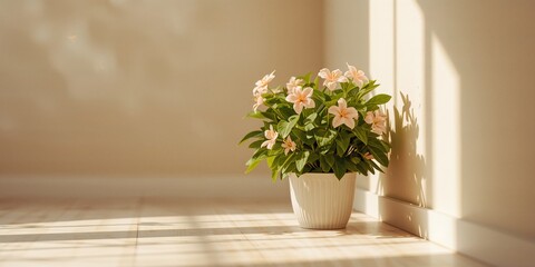 Fototapeta premium Wax plant with vibrant flowers in a home setting, emphasizing interior appeal or plant care, Earth Day