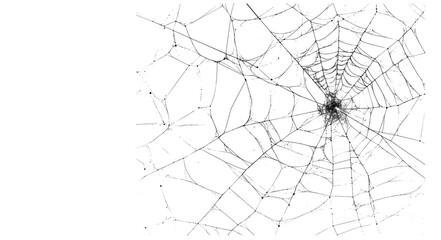Obraz premium A detailed close-up of a vintage-style messy spider web isolated on a light background, perfect for horror or nature-themed designs.