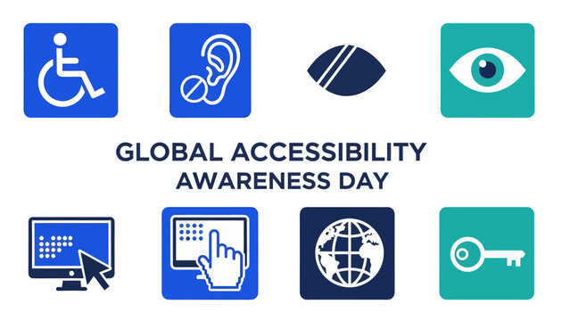 Graphic for Global Accessibility Awareness Day with icons for disability access