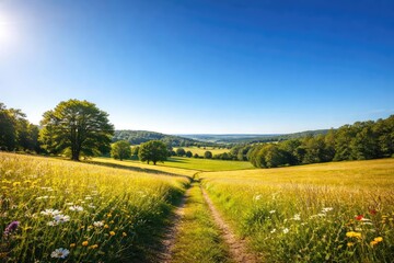 Obraz premium Clear bright summer afternoon with a spotless blue sky and layered atmospheric gradient