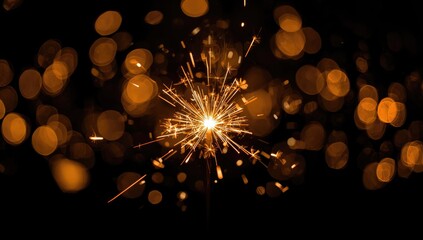 Obraz premium Sparkler with sparks against blurred light background, suitable for editorial header design