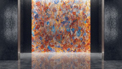 Decorative mosaic tile wall serving as a background for graphic elements, ideal for UI layouts