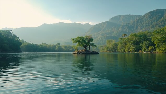 Laguna Verde in Apaneca, El Salvador, with vibrant aquatic life and natural shoreline, emphasizing conservation awareness