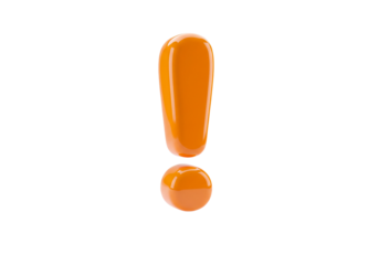Vibrant orange exclamation mark on black background