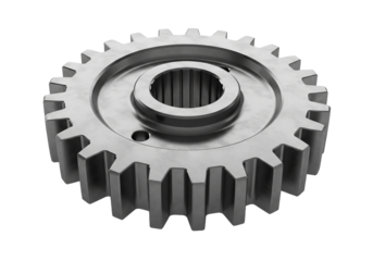 Close-up of a metallic gear with a black background