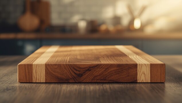 Close-up of oak chopping block with end grain pattern, suitable as a kitchen surface for meat cutting