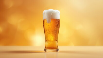 A glass of beer with foam, designed for layout or editorial header background