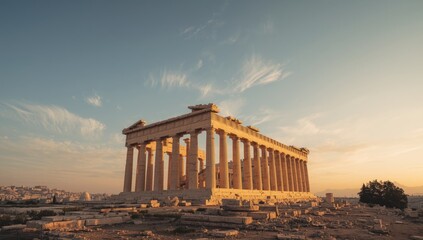 Ancient marble structures on the acropolis in Athens, emphasizing architectural resilience, World Heritage Day