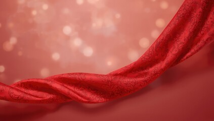 Close-up of red wrapping paper with a smooth surface, suitable for gift packaging