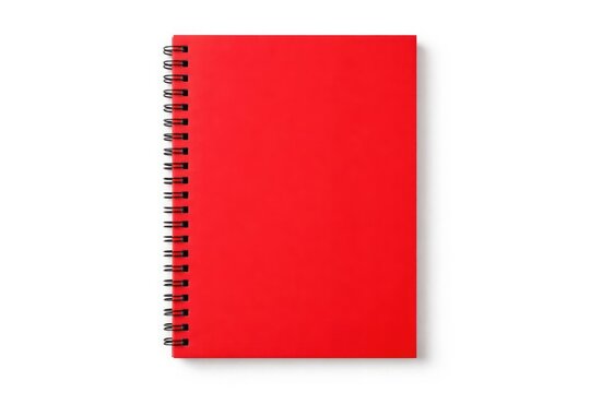 White background featuring a vibrant red spiral notebook