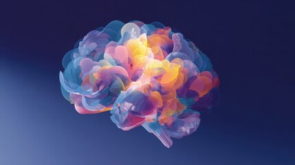 Abstract colorful brain visualization concept on blue background