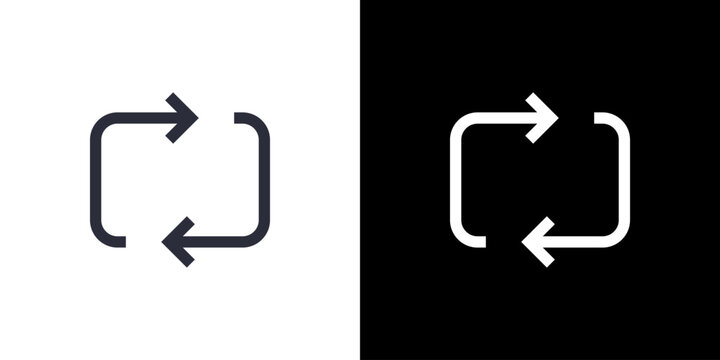 Repeat icon concept with flat Black White Background. Vector illustration.