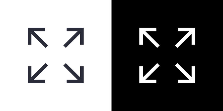 Expand icon concept with flat Black White Background. Vector illustration.
