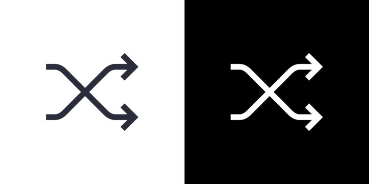 Shuffle icon concept with flat Black White Background. Vector illustration.