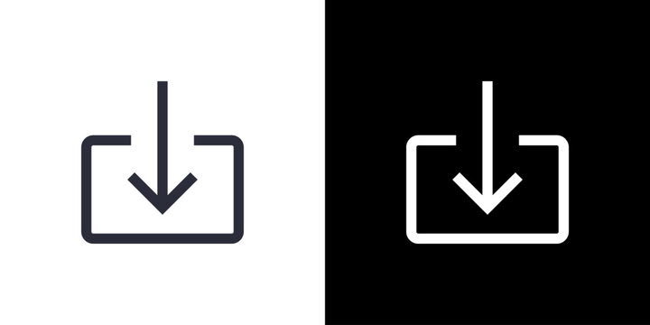 Download icon concept with flat Black White Background. Vector illustration.