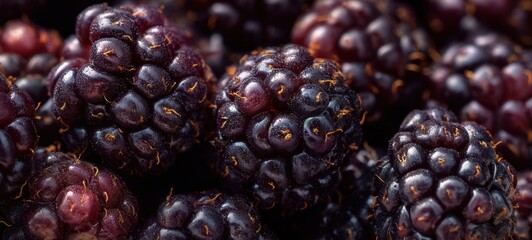 The Blackberries Close Up Fresh and Juicy Macro Texture Summer Harvest Fruit Background