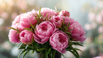 Mothers Day card featuring a floral arrangement of peony flowers, designed for greeting occasions