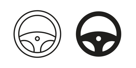 Steering wheel icon flat and stroke collection for ui ux work. © Oliver