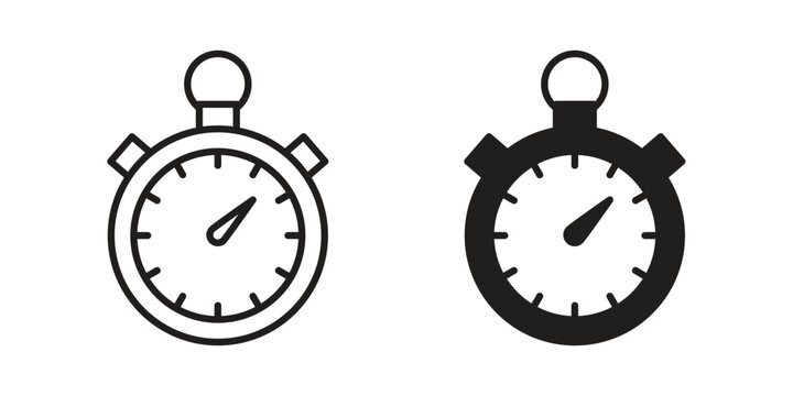 Stopwatch icon flat and stroke collection for ui ux work.