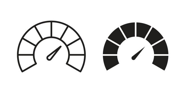 Tachometer icon flat and stroke collection for ui ux work.