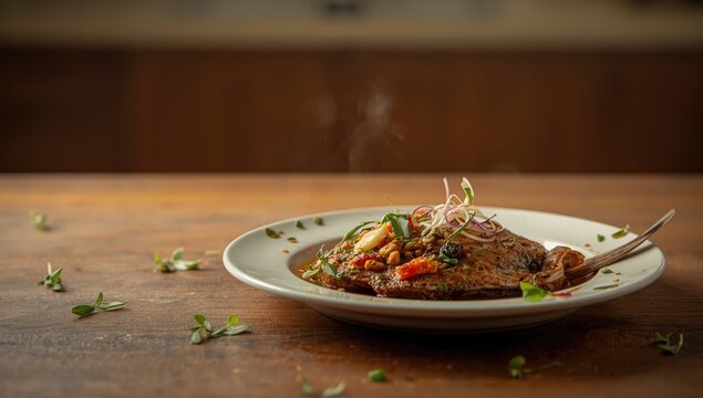 King fish seasoned for frying, typical of Kerala style dishes and local culinary techniques