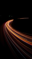 Streaks of bright color illuminate the darkness, creating an energetic abstract background of swirling light trails and vibrant motion lines, vibrant, background, modern