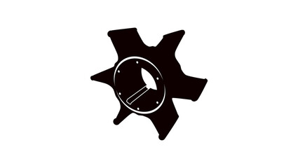 Water Pump Impeller Kit for Outboards, black isolated silhouette