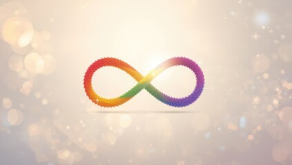 People holding infinity symbol of autism, symbol of acceptance and awareness for Autism Acceptance Month, diverse group photo