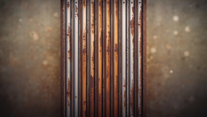 Obraz premium Close-up of aged metal fence with rust and scratches for industrial-themed UI backdrop
