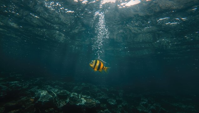 Colorful African Cichlid Gold Kawanga Zebra navigating a freshwater tank, highlighting species diversity and aquarium maintenance, World Water Day