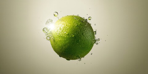 Close-up of lime slices with bubbles, suitable as a vibrant background for food and drink presentations