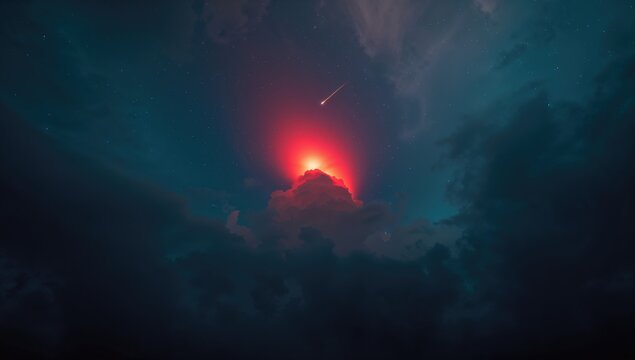 Red sprite and meteor activity during storm over Alabama and Florida, atmospheric display