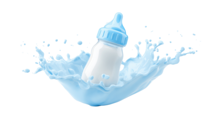 baby bottle of milk on white background 