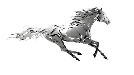 Fototapeta premium galloping horse on white background 