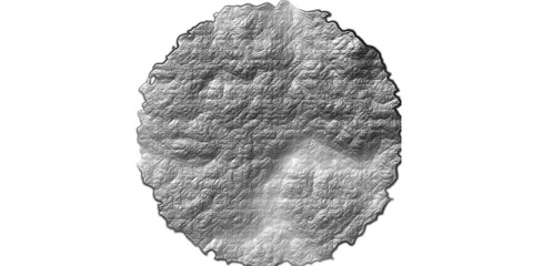 Graphite Grey Abstract Crinkled Surface, 3D Rendered Metallic Round Texture Isolated on White