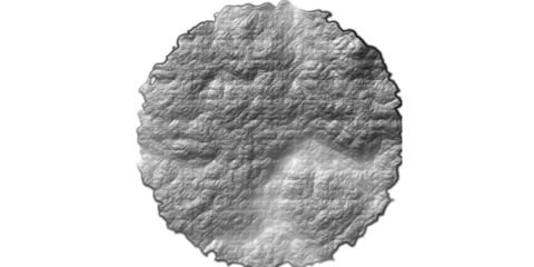 Graphite Grey Abstract Crinkled Surface, 3D Rendered Metallic Round Texture Isolated on White