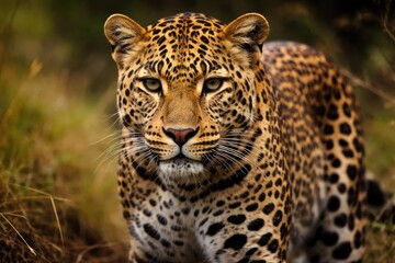 Fototapeta premium Wild big cat exhibiting distinctive spotted fur texture