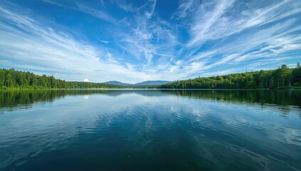 Vast regional lake highlighting pristine waters, ideal as a background for environmental projects, Earth Day