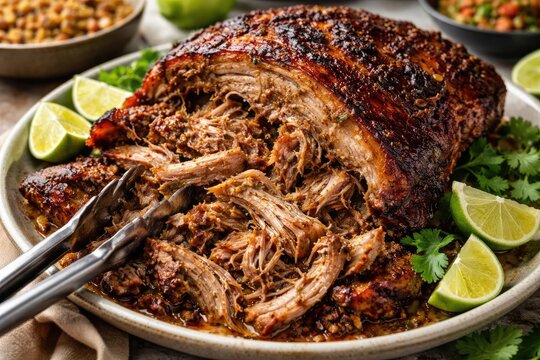 Tender slow roasted pork pernil with Caribbean spice blend