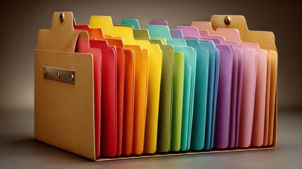 Colorful accordion file organizer with rainbow hues
