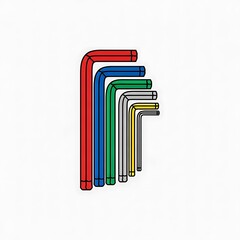 Set of Colorful Allen Wrenches Isolated.