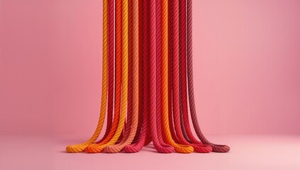 Colorful braided ropes arranged on a light pink backdrop, ideal for UI or editorial header backgrounds